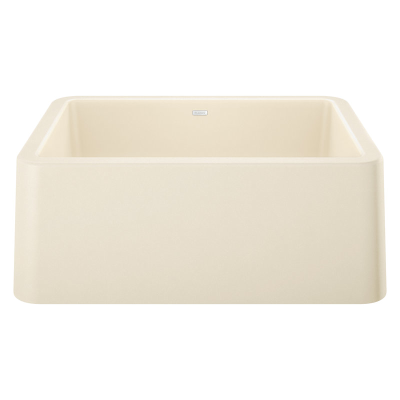 Évier de ferme à tablier frontal avec crépine Ikon L 27 po x l 19 po, Biscuit