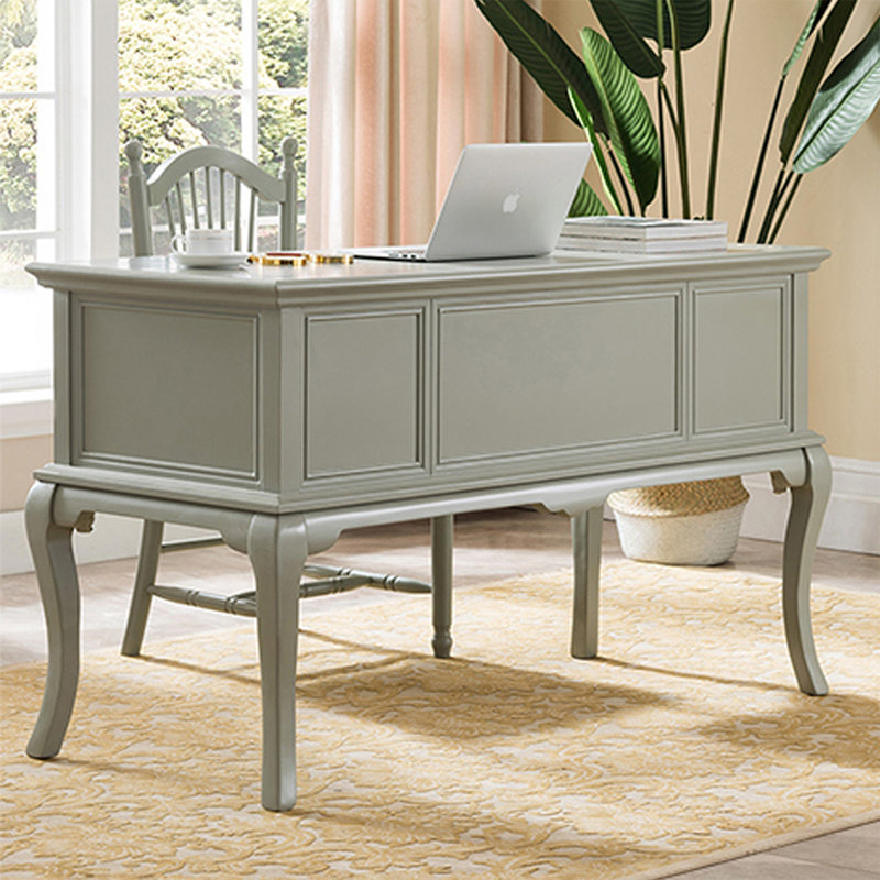 White Rectangular Solid  Wood desk