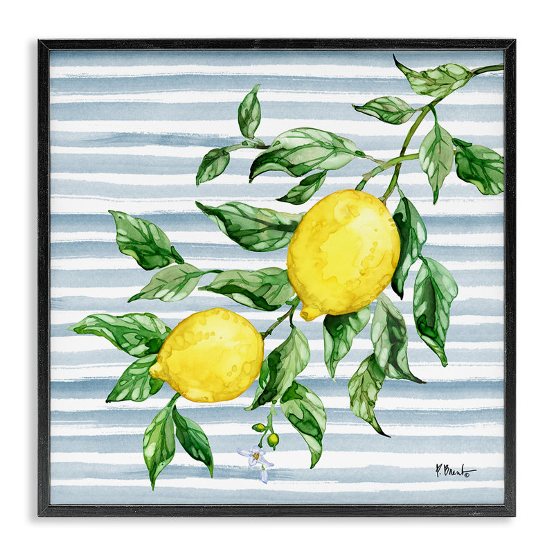 Giclée encadrée de juteuse vigne citron, design par Paul Brent, H 24 po x l 24 po, Giclée encadrée noir minuit