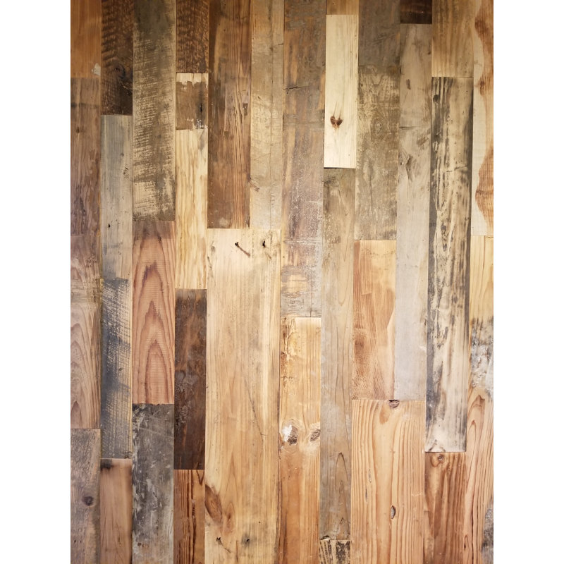 Panneau mural en bois récupéré brun clair