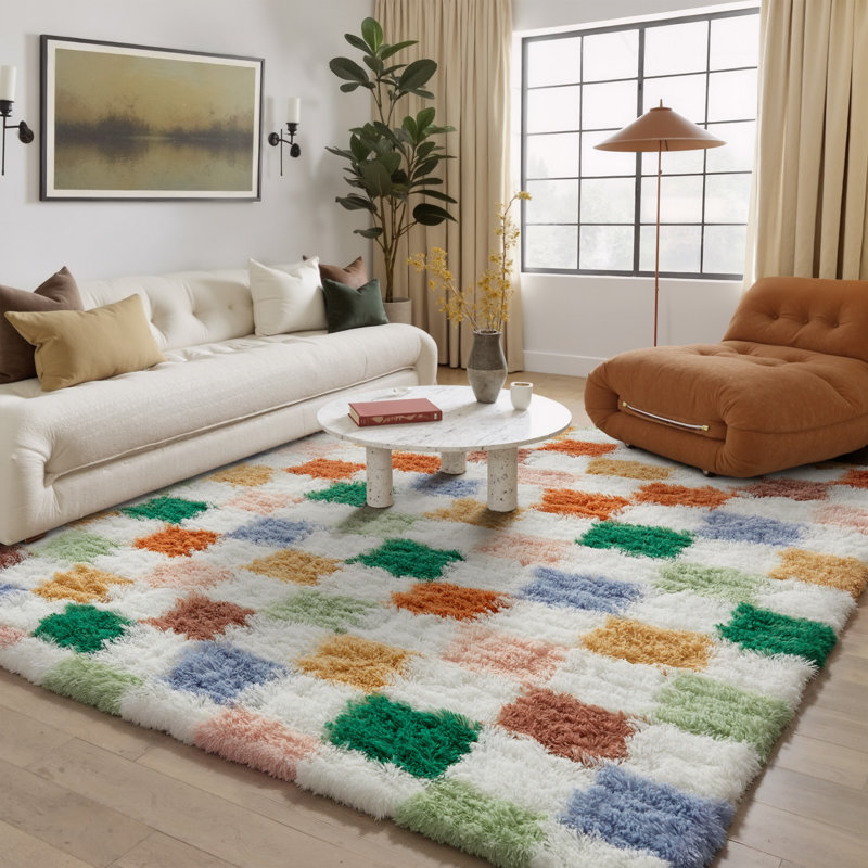 Tapis à poil long Celi, Rectangle 6 pi x 9 pi, Multicolore