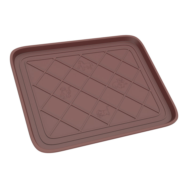 All Weather Boot Tray - Small Water Resistant Plastic Utility Shoe Mat for Indoor and Outdoor Use, Brown