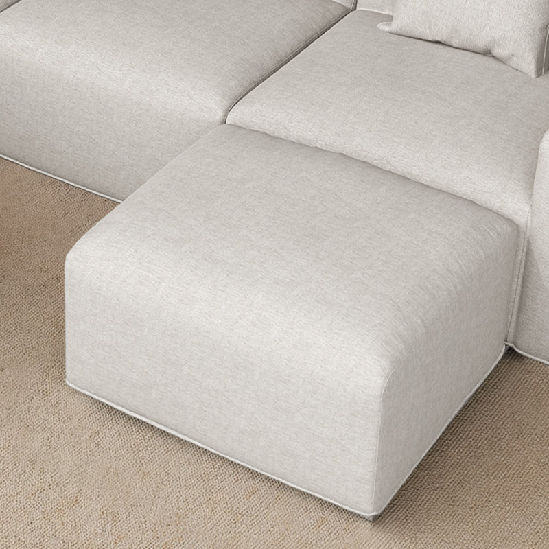 Repose-pieds d'extérieur résistant à l'eau Montelongo - mélange de coton et mousse haute densité, Gris clair