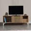 Modern Oak TV Stand with Metal Legs, 39.4 x 19.7 x 15.8 inches | 100% Melamine Coated Particle Board, Thickness: 0.7 inches | Stylish Scandinavian Design for Living Room, Durable & Elegant Storage Solution