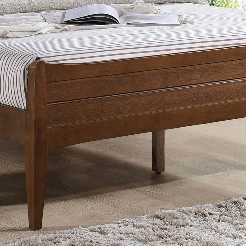 Aalycia Solid Wood Panel Bed, Walnut