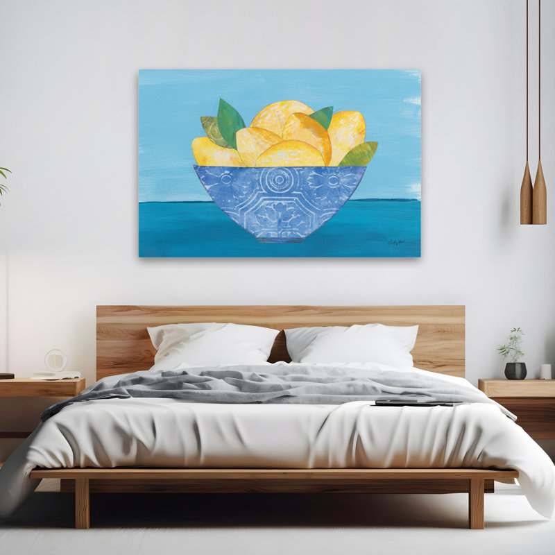 Art d'élégance bleu et bol citron, H 40 po x l 60 po