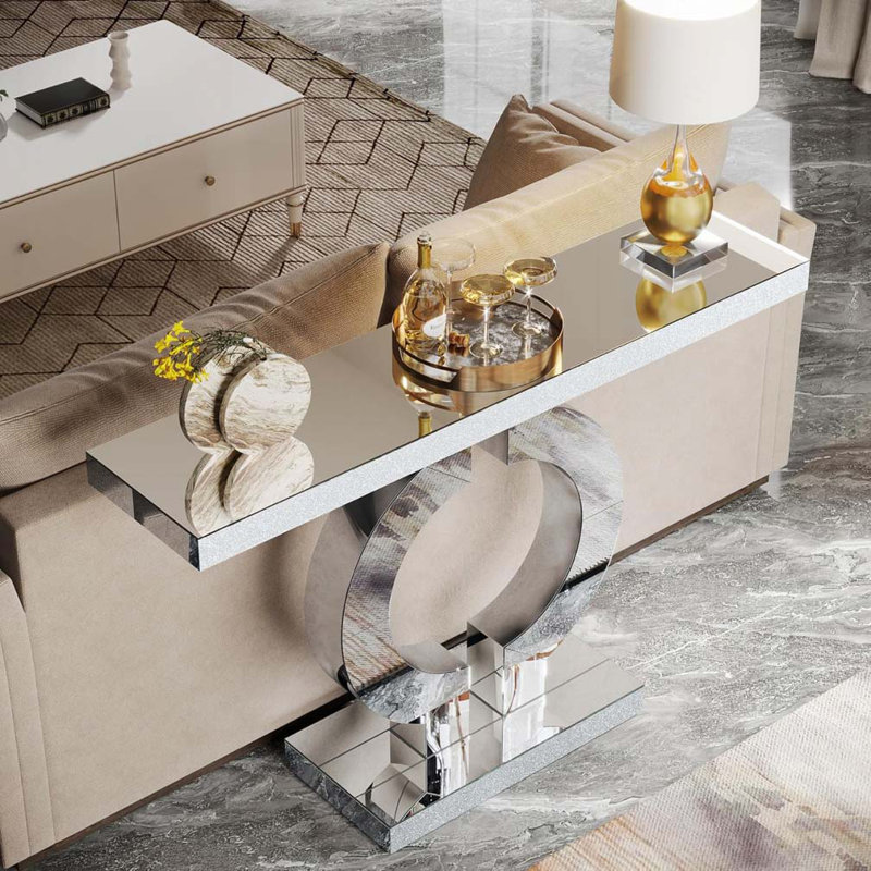 Console 43 po moderne à miroir avec base en forme de O