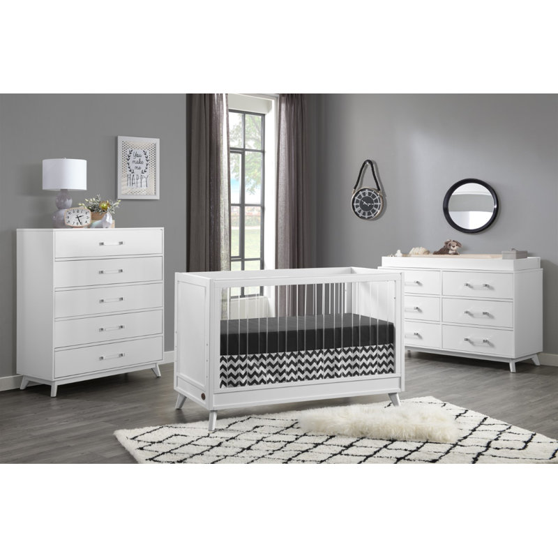 Holland 5 Drawer Chest, Acrylic Handles, Undermount Drawer Glides, Oyster White