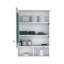 Armoire à pharmacie avec porte-miroir de 29 po de hauteur avec trois tablettes dissimulées et deux tablettes ouvertes pour la salle de bain, la cuisine et le vestibule-1878437298