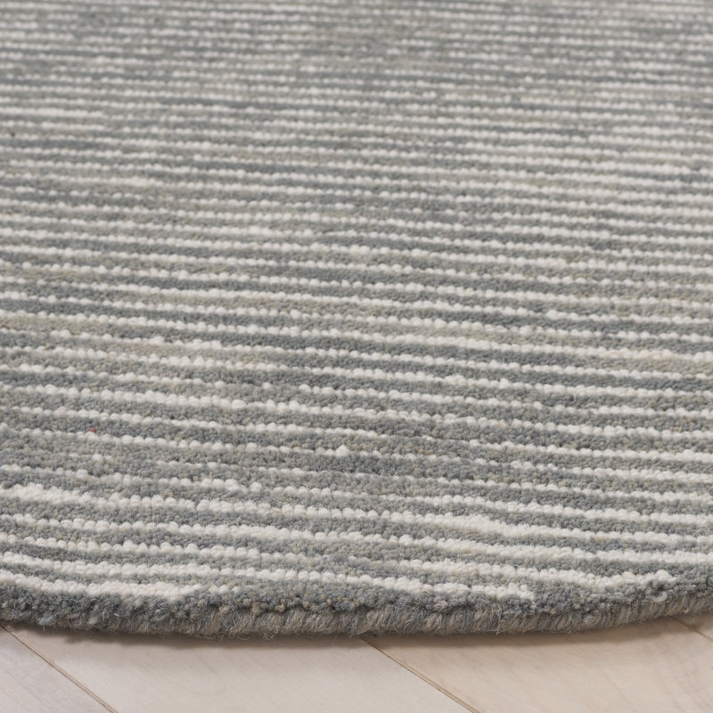 Tapis gris en laine touffeté à la main Kenrick, Rond 6 pi
