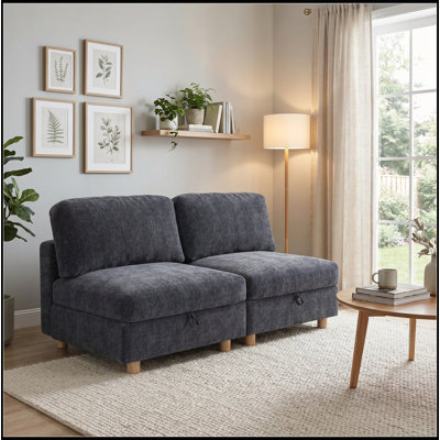 Canapé modulaire modulaire avec rangement, canapé convertible et multifonctionnel en tissu pliable pour aménager des pièces flexibles (gris)