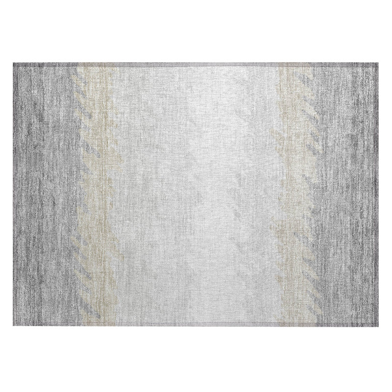 Machine Washable Indoor/Outdoor Fleau ACN736 Silver Rug, Rectangle 1'8" x 2'6"
