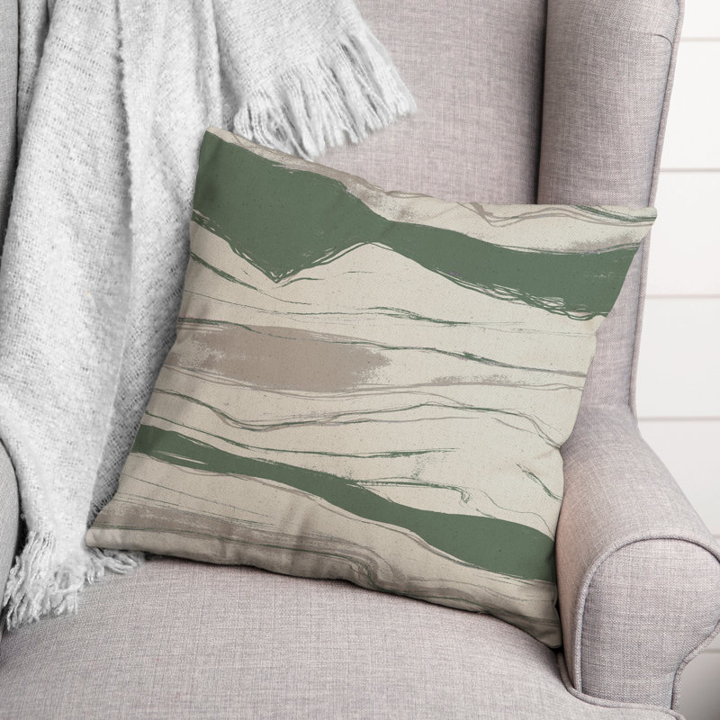  Housse et insert de coussin carré extérieur Flowing Lines, Vert/gris