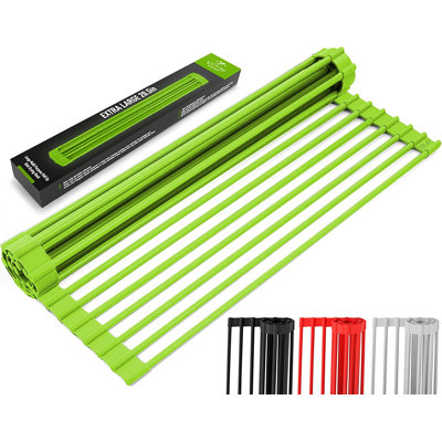 Zulay Kitchen Large Roll Up Dish Drying Rack - Heavy Duty Silicone Wrapped Steel Rods Over Sink Dish Drying Rack