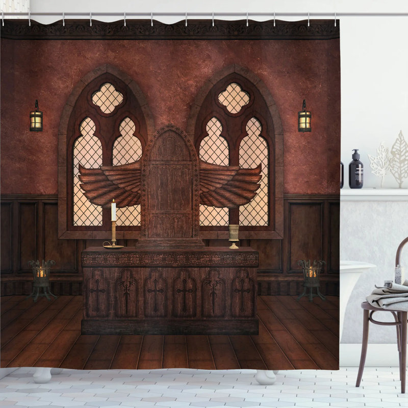 Rideau de douche à simple tradition gothic temple rituals, H 75 po x l 69 po