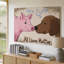 Toile dans une illustration colorée fantaisiste, un cochon rose avec un art mural-75885235