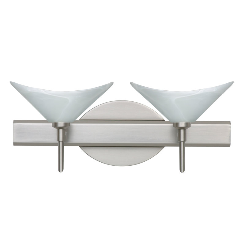 Éclairage pour meuble-lavabo 2 lumières Grainger, Nickel satiné, Marbre, Incandescent