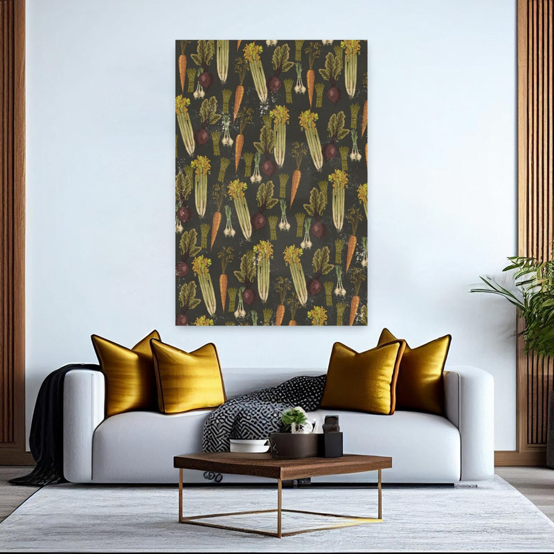 «Chalkboard Garden Produce Organic Rustic Vintage Landscape Nature», art mural, H 60 po x l 40 po