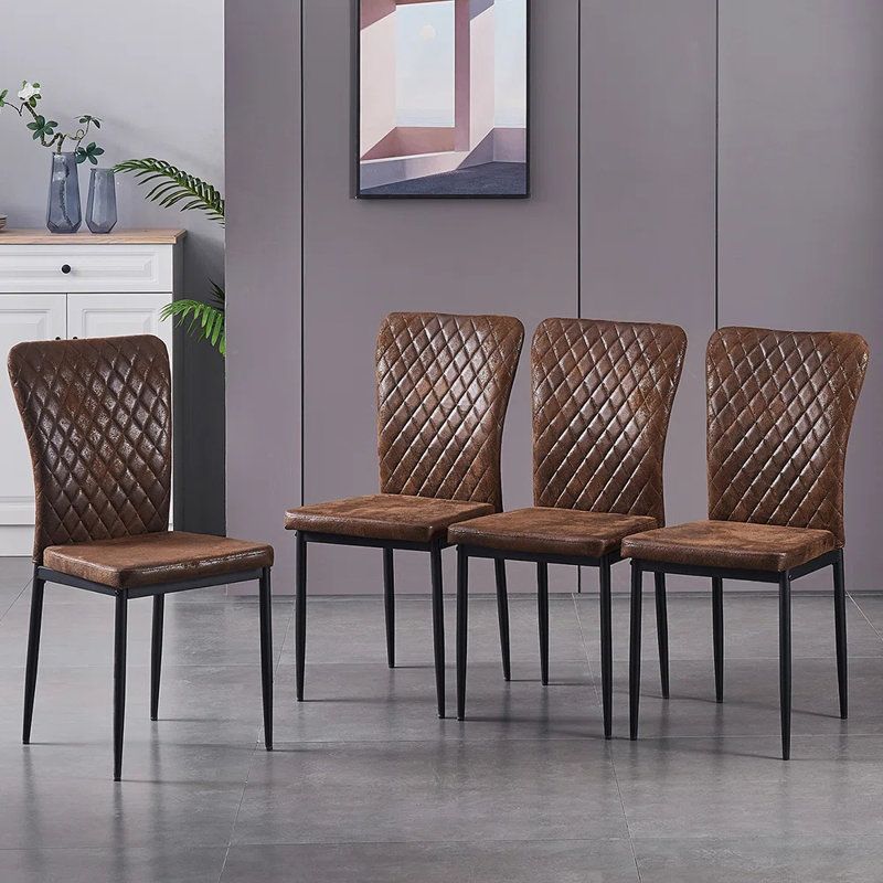 Lelani Vintage Suede Upholstered Dining Chair, Brown, 4