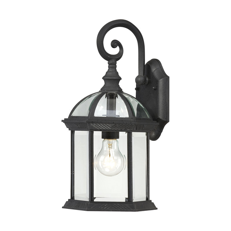 Salton Wall Light, A19, Textured Black / Clear Beveled, 15.75" H x 8" W