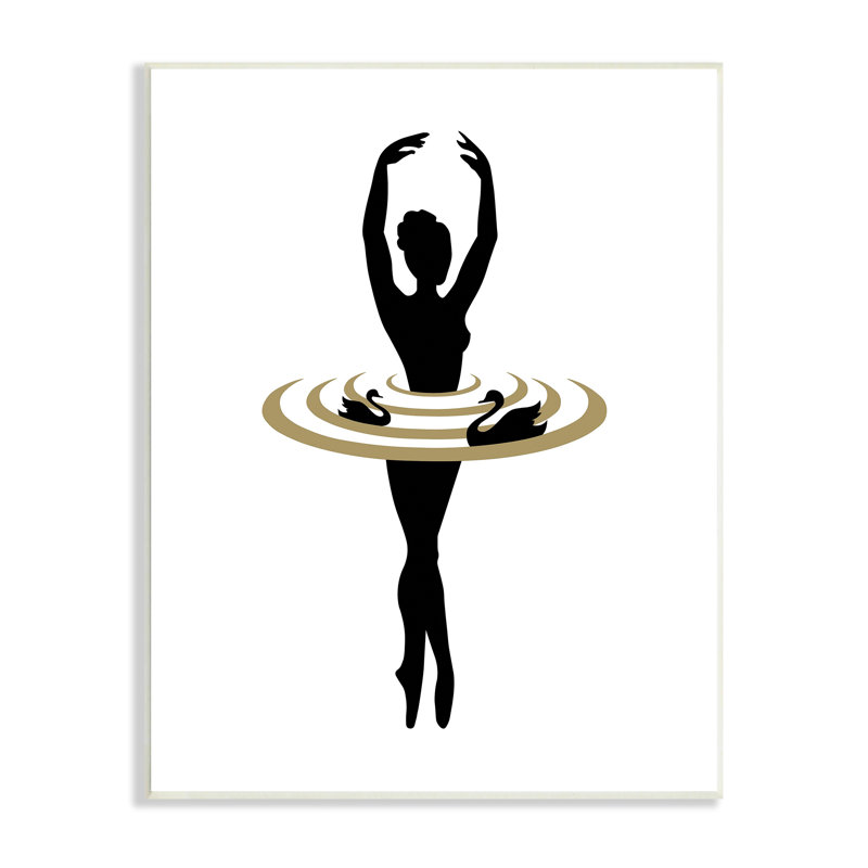 «Simple Ballet Ballerina Swan Dance Silhouette» par Atelier Posters - impression, H 15 po x l 10 po x P 0,5 po, Plaque murale