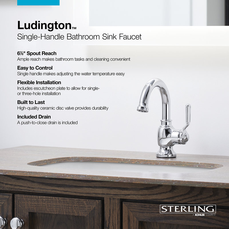 Ludington Single-Handle Bathroom Sink Faucet, Polished Chrome