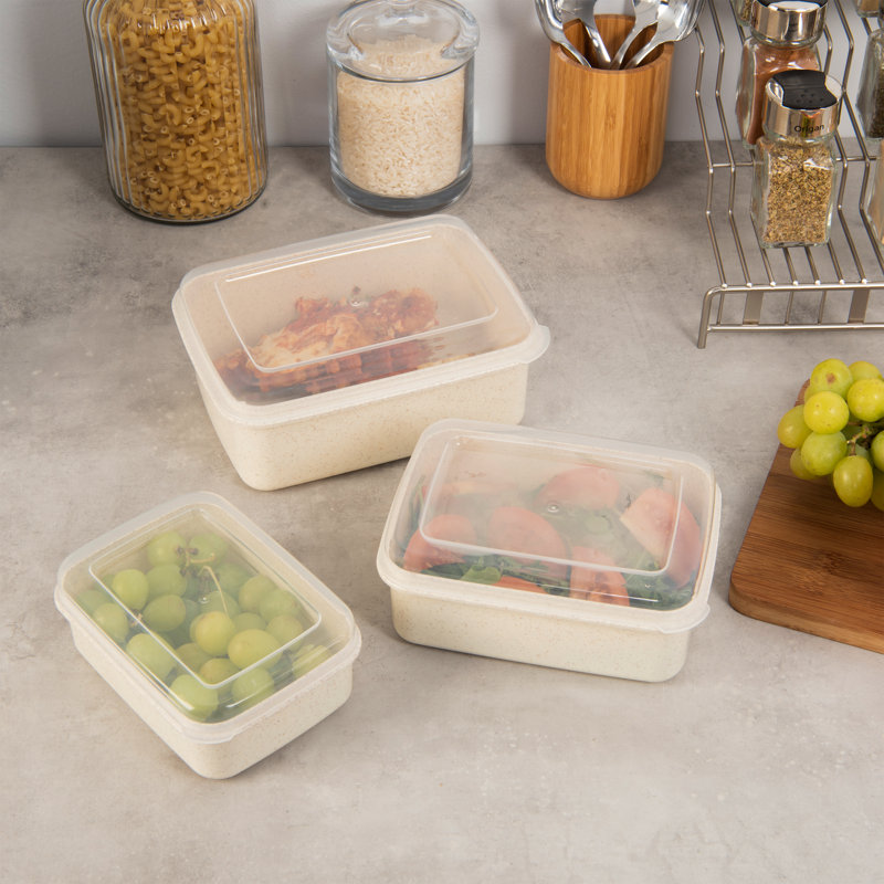 Eco-Friendly Beige Plastic Food Storage Container Set
