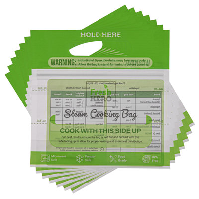 Restaurantware Microwave Steam Bags 25 Count 7.5 x 7.5 Inches Plastic Food Steaming Bags Disposable Cooking Pouches Green Suitable for Vegetables and Seafood