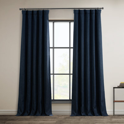 Ottis Faux Linen Room Darkening Curtain Panel 