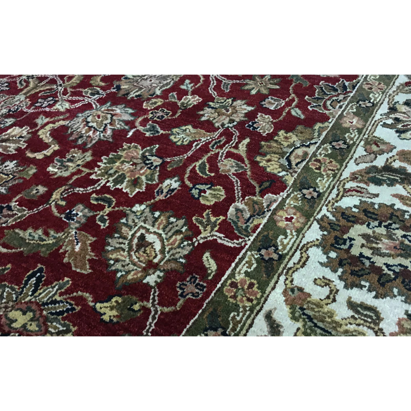 Hand-Knotted High-Quality Red and Ivory Area Rug