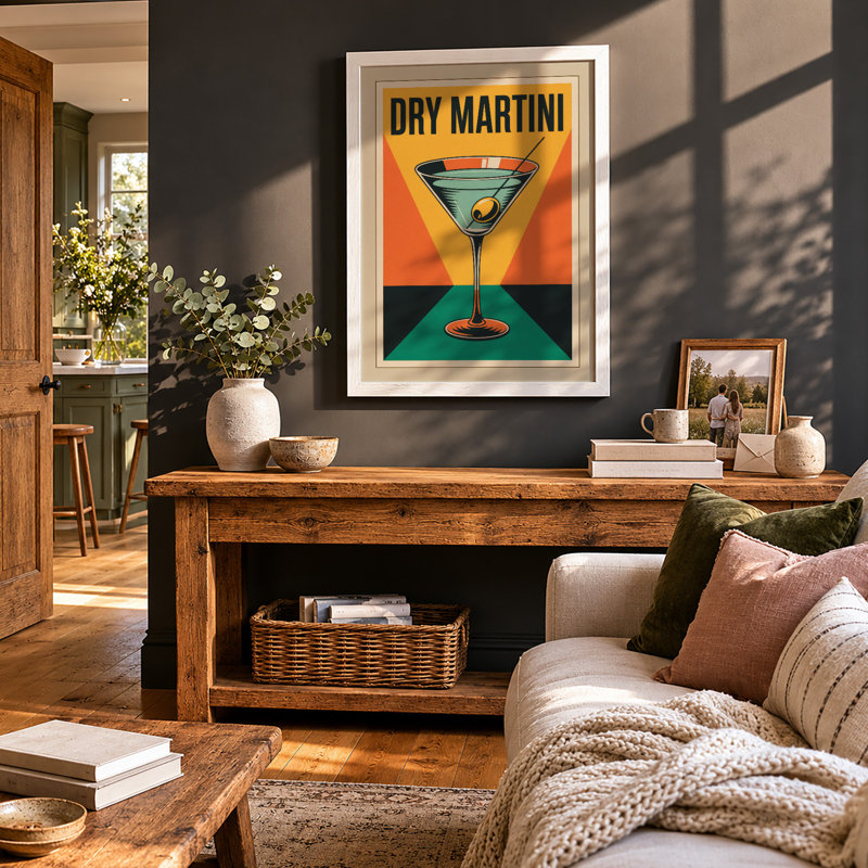 Dry Martini Poster Art Deco - Print, A1 - 84.1 x 59.4 cm, White