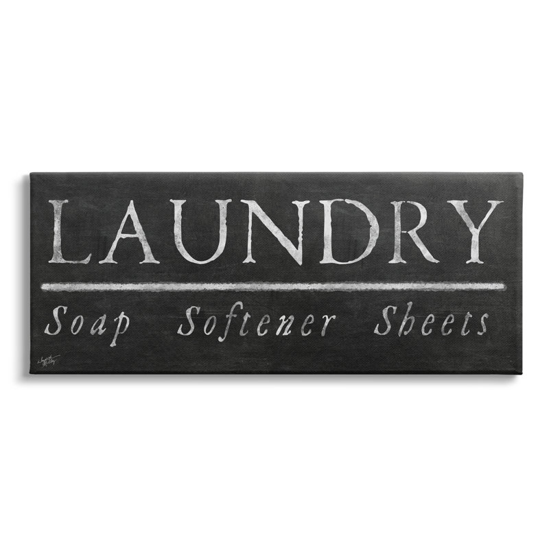 «Laundry Materials», tableau noir rustique noir et blanc par Elizabeth Medley - art textuel sur toile tendue