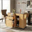 Îlot de cuisine intérieur en bambou avec plateau en acier inoxydable, chariot mobile avec tiroirs, armoire et porte-serviettes pour le bar et la salle à manger