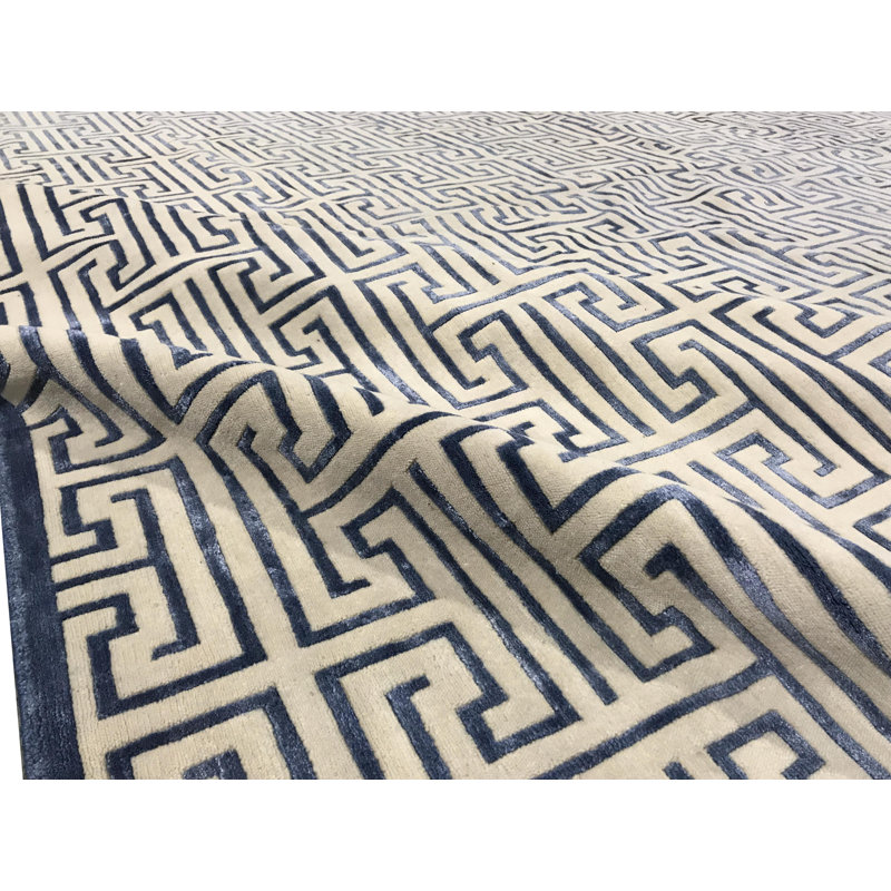 Windsom Hand Knotted Geometric Area Rug, Rectangle 10' x 14'