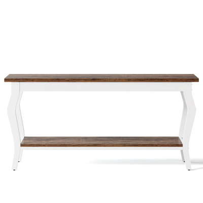 70.9" Vintage French Console Table - Extra Long Sofa Table Behind Couch W/ 2 Shelves