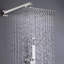 Dispositif de douche avec pomme de douche à effet de pluie de 10 po, nickel brossé, balance, 2 têtes, laiton massif, fixation murale noir mat et nickel, valve d'équilibre, fixation