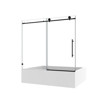 Porte de douche 6063 noir mat, Nano-nettoyage, poulie en acier inoxydable 304 de 70 mm, boîtier de salle de bain à fermeture douce avec une porte fixe et coulissante, grandes poulies, fonction réglable, facile