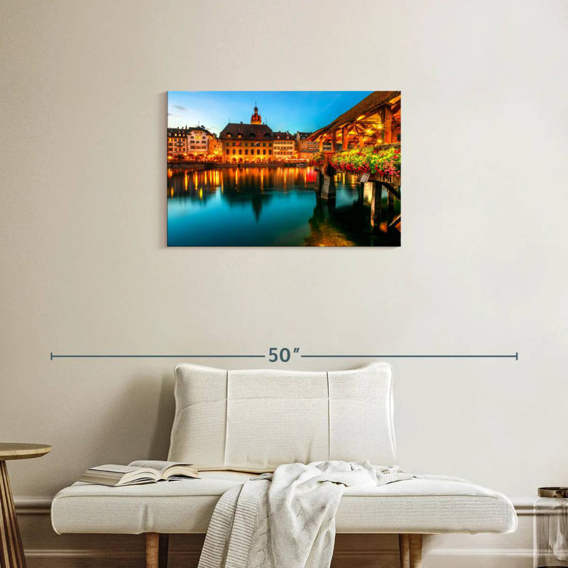 Camion sur le lac Lucerne la nuit, H 20 po x l 30 po