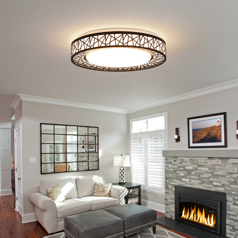 Chic Iron Bird's Nest LED Ceiling Light 5-Class Dimmble, Matte Black, 3.5" H x 20" W x 20" D
