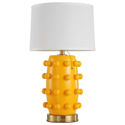 Lampe de table en céramique jaune Aalayna, 62 cm (24,4 po) pour salon/chambre