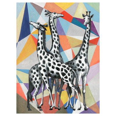 " Contemporary View Of Giraffes " Painting Print