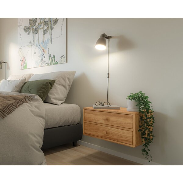 Arvester Modern Floating Bedroom Nightstand with Storage Drawer and Open Shelf Cubby Wade Logan Color: Light Oak