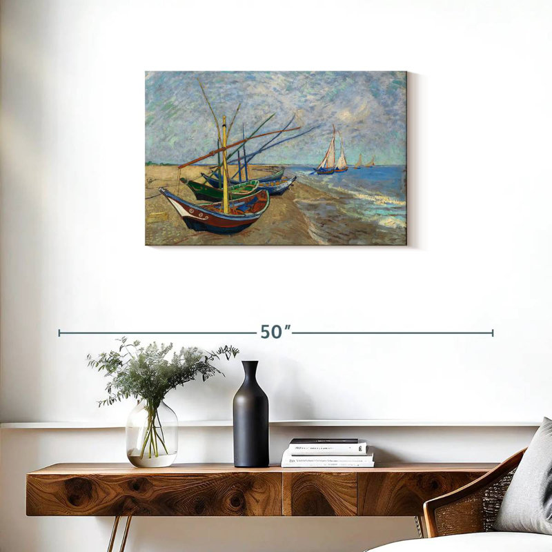 Mehar, bateaux de pêche sur la plage II, H 20 po x l 30 po