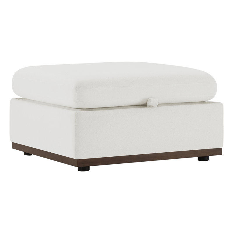 Repose-pieds avec rangement Sayette, Blanc, crème
