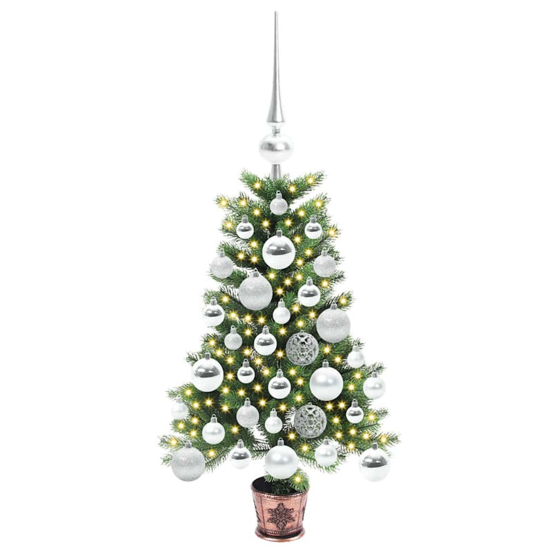 Christmas Tree with 150 LEDs with Stand PE, Silver, 2.13' H