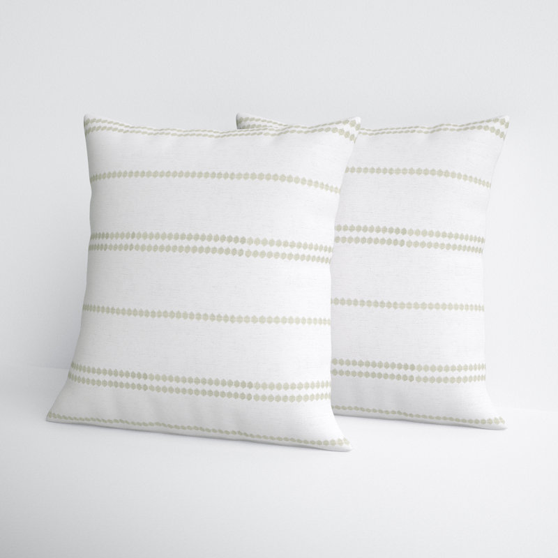 Hudie Organic Cotton Throw Square Pillow, White/Olive, Pillow Cover Only - No Insert