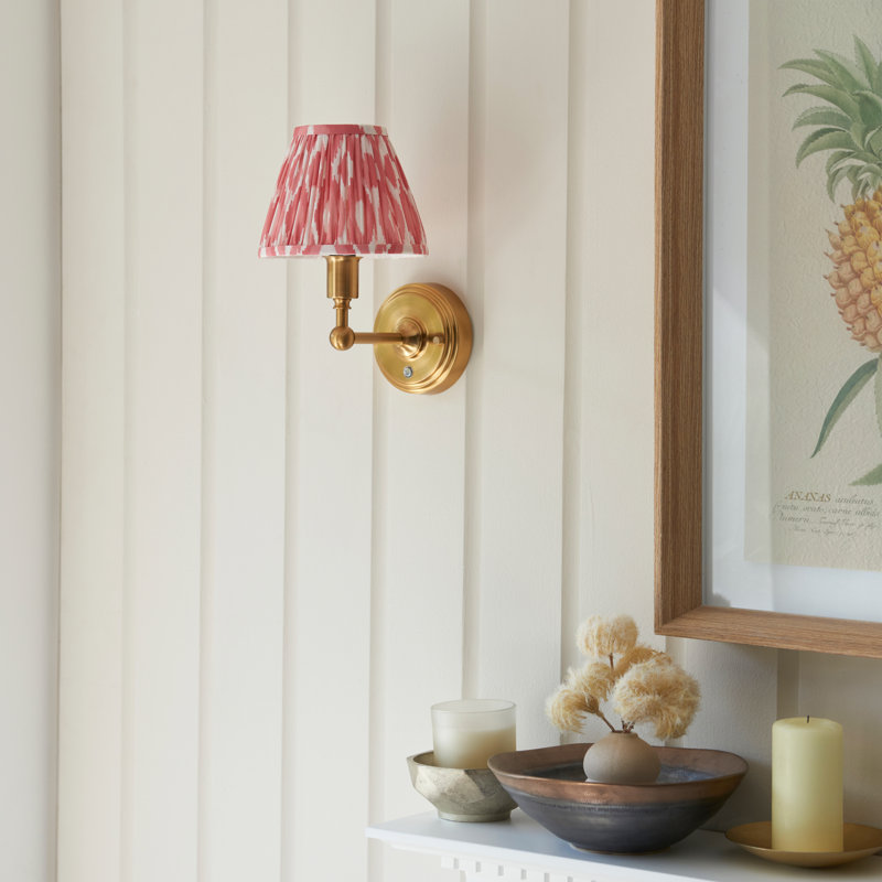 Burley LED Rechargeable and Ikat 16cm neutral shade Wall Light, Coral Pink