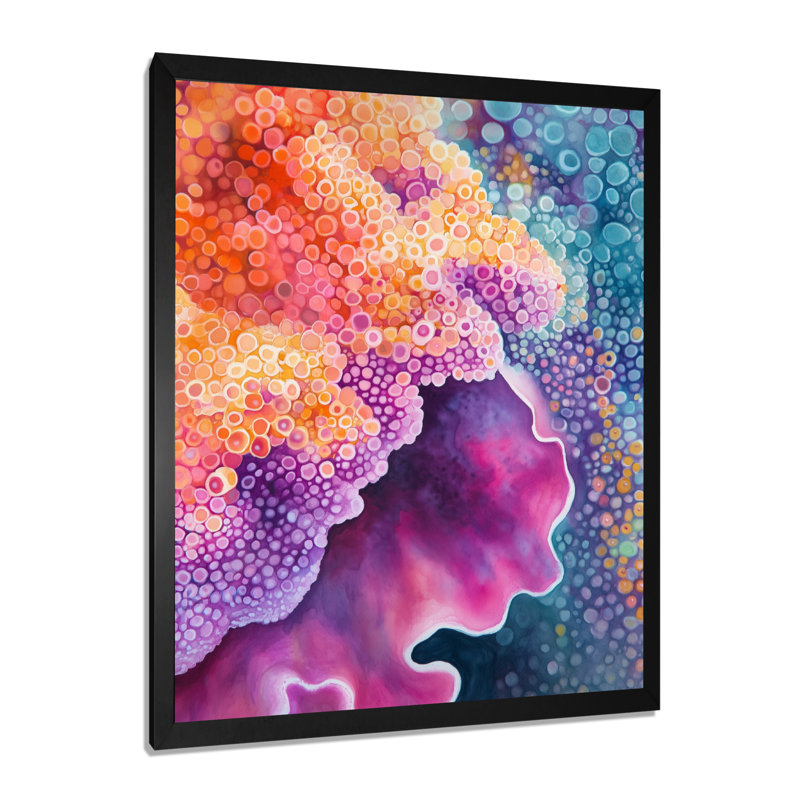 Gros plan sur une floraison de corail violet-orange II - Tableau sous-marin côtier encadré, H 40 po x l 30 po