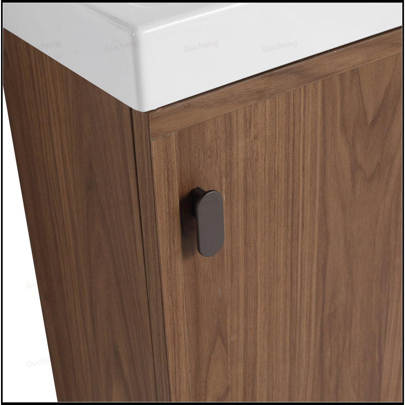 Meuble-lavabo flottant 18,5 pouces avec lavabo en résine, Brun