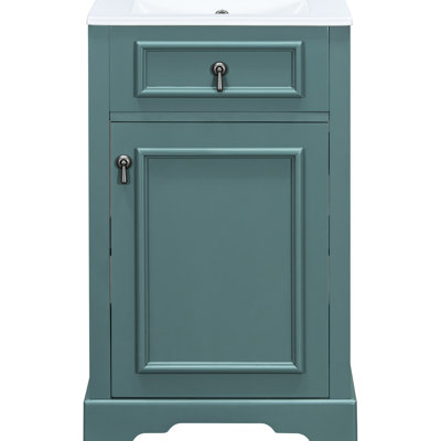 20 - Inch Bathroom Vanity, Compact Bathrooms, Modern Lines, Adjustable Shelf, U Shaped Storage Optimization Overflow Protected Ceramic Sink, Soft Close Hinges, Flexible Storage, Small Bathrooms